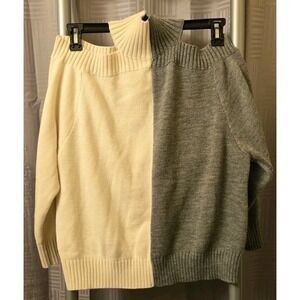 HYFVE Cold Shoulder Color Block Grsy Ivory Mock Turtleneck Sweater Size Large